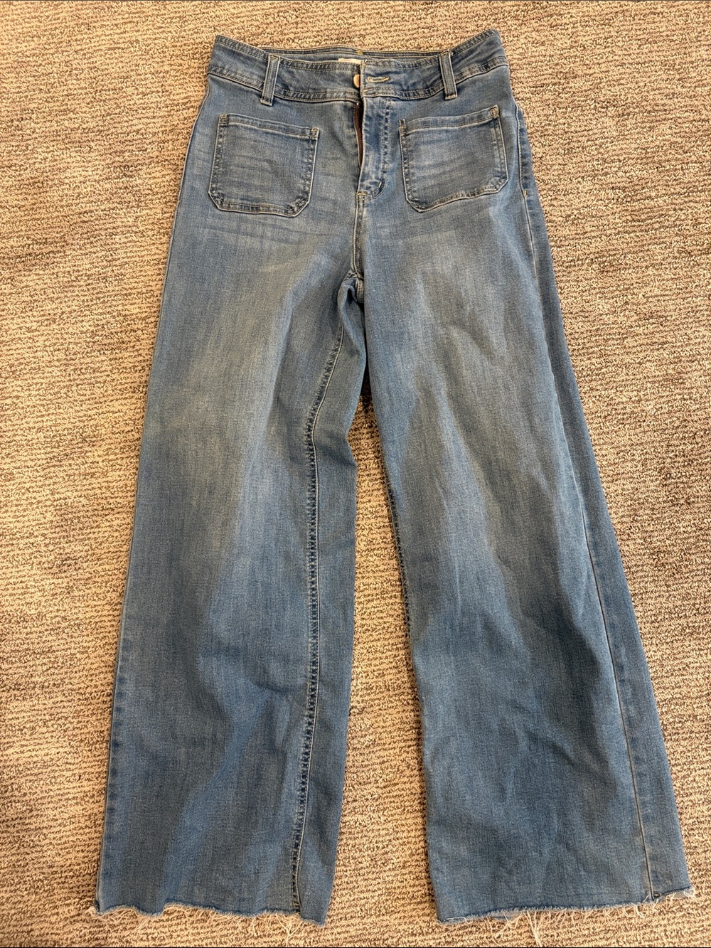 Oat New York Wide-Leg Jeans in Medium Blue Denim